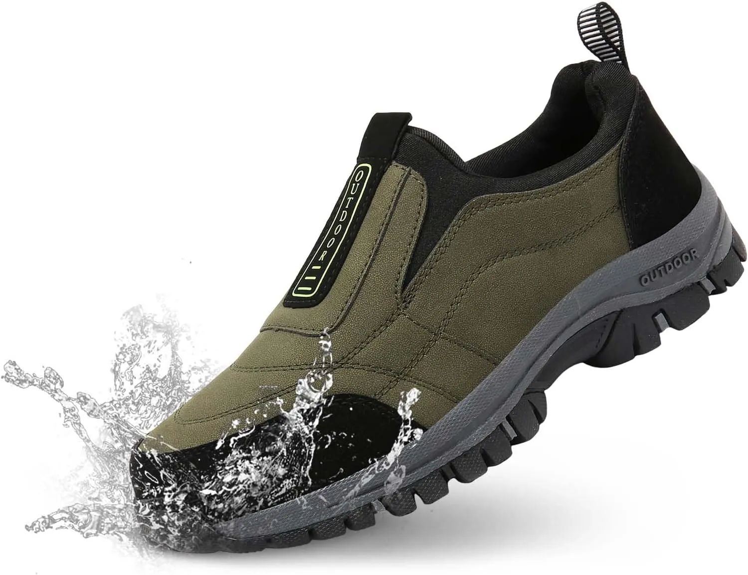 Men's Waterproof Hiking Shoes Comfortable Orthopedic Walking Shoes Slip on Outdoor Sneakers