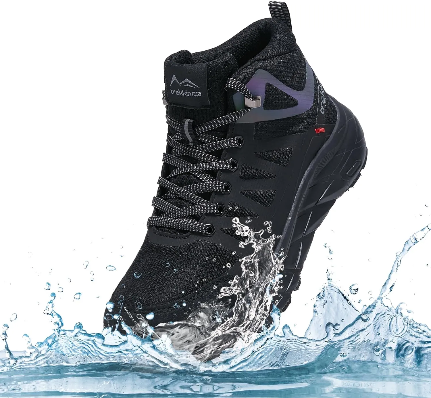 Men's Waterproof Walking Shoes Lightweight Water Resistant Sneakers Cushion Sole Boots for Work All Day Trekking Ankle High Camping Trails Hiking Boot