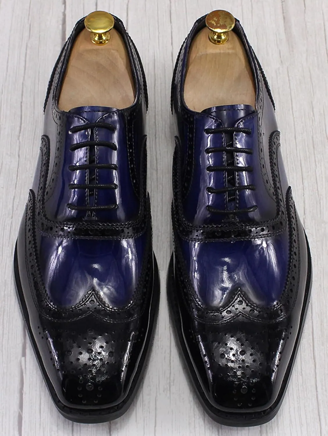 Mens Wingtips Brogues Oxfords Formal Dress Suit Shoes Genunie Leather Luxury Derby Men's Prom Wedding Business Causal Two Tone Shoes Fashion Comfortable Tuxedo Shoes for Men