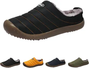 Mens Winter Boots Waterproof Snow Shoes, Unisex Hiking Footwear Slip-On Ankle Booties, High Top Womens Warm Slippers with Fuzzy Plush Lining Non-Slip Fur Lined Outdoor Sneakers