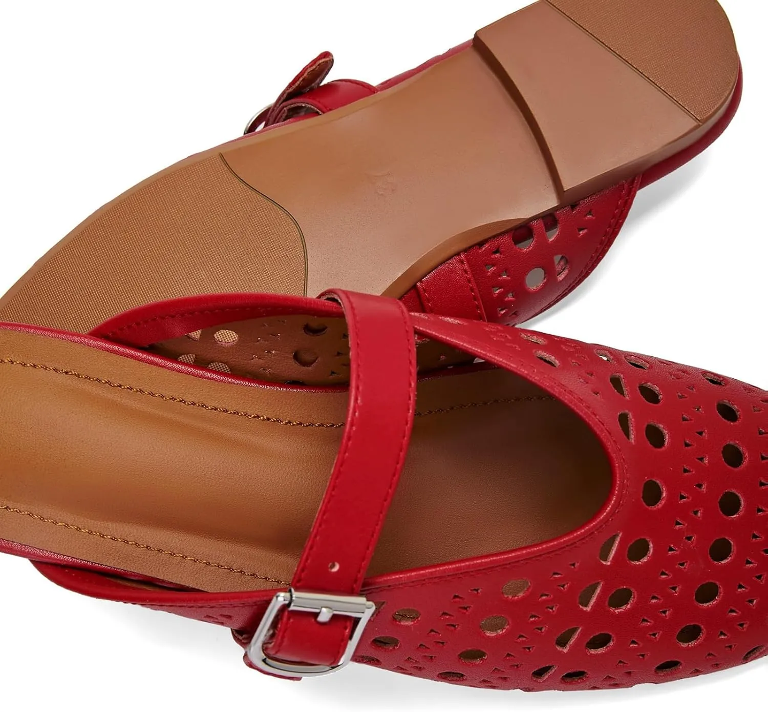 Mesh Flats Mules Sandals for Women,Women's Closed Toe Hollowing Fishnet Flat Sandals with Adjustable Ankle Strap Summer Dressy Sandals Low Heel Flats Ultra Comfortable Slip on Casual Shoes