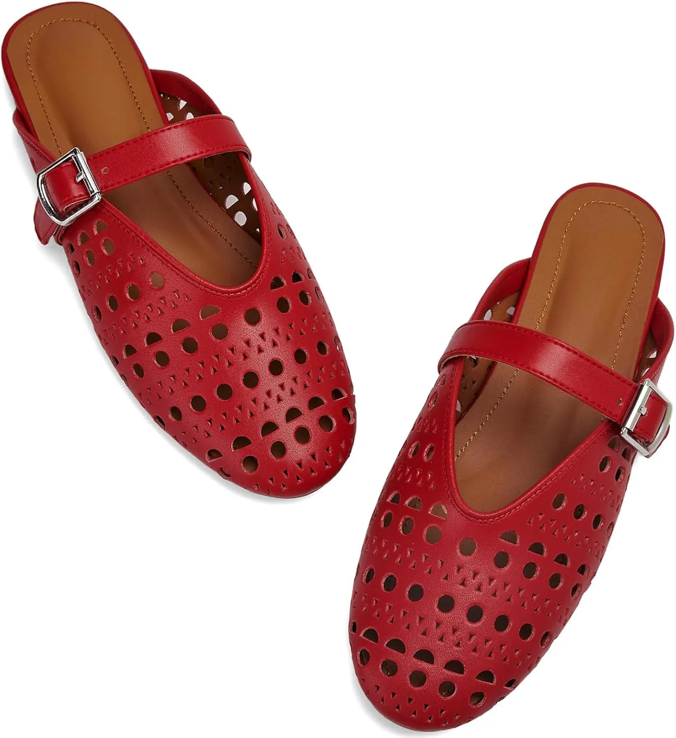Mesh Flats Mules Sandals for Women,Women's Closed Toe Hollowing Fishnet Flat Sandals with Adjustable Ankle Strap Summer Dressy Sandals Low Heel Flats Ultra Comfortable Slip on Casual Shoes