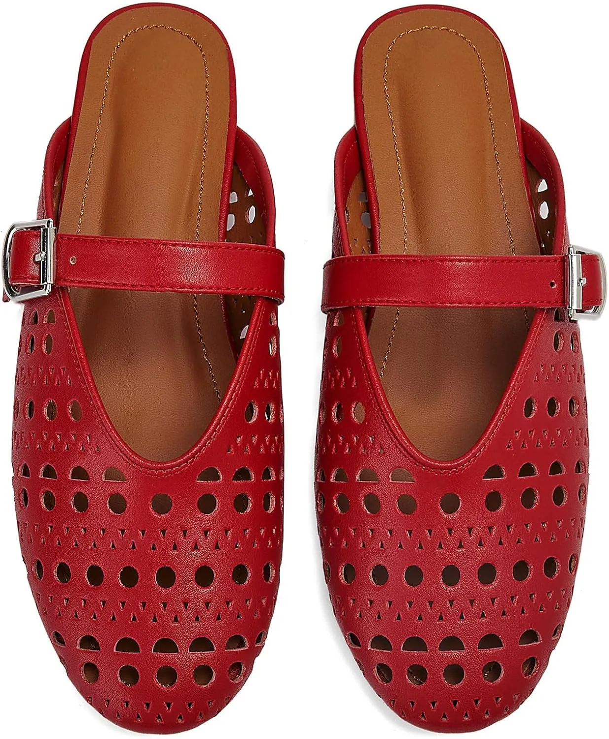 Mesh Flats Mules Sandals for Women,Women's Closed Toe Hollowing Fishnet Flat Sandals with Adjustable Ankle Strap Summer Dressy Sandals Low Heel Flats Ultra Comfortable Slip on Casual Shoes