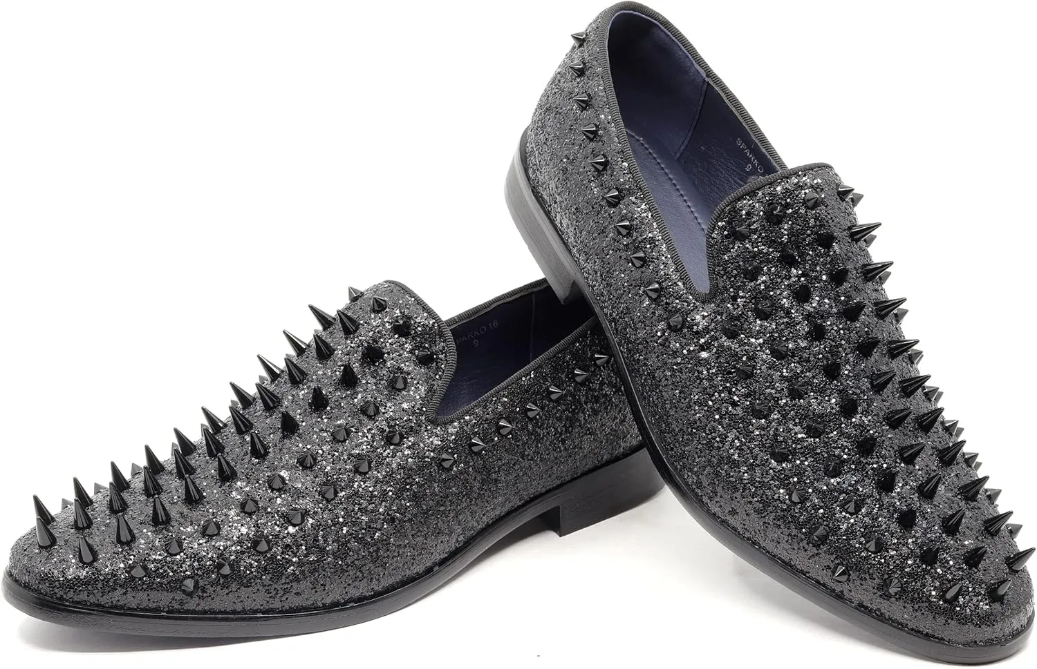 Metrocharm Men's Fashion Sparkly Smoking Spike Sequin Dress Tuxedo Loafers Slip On Shoes SM-16