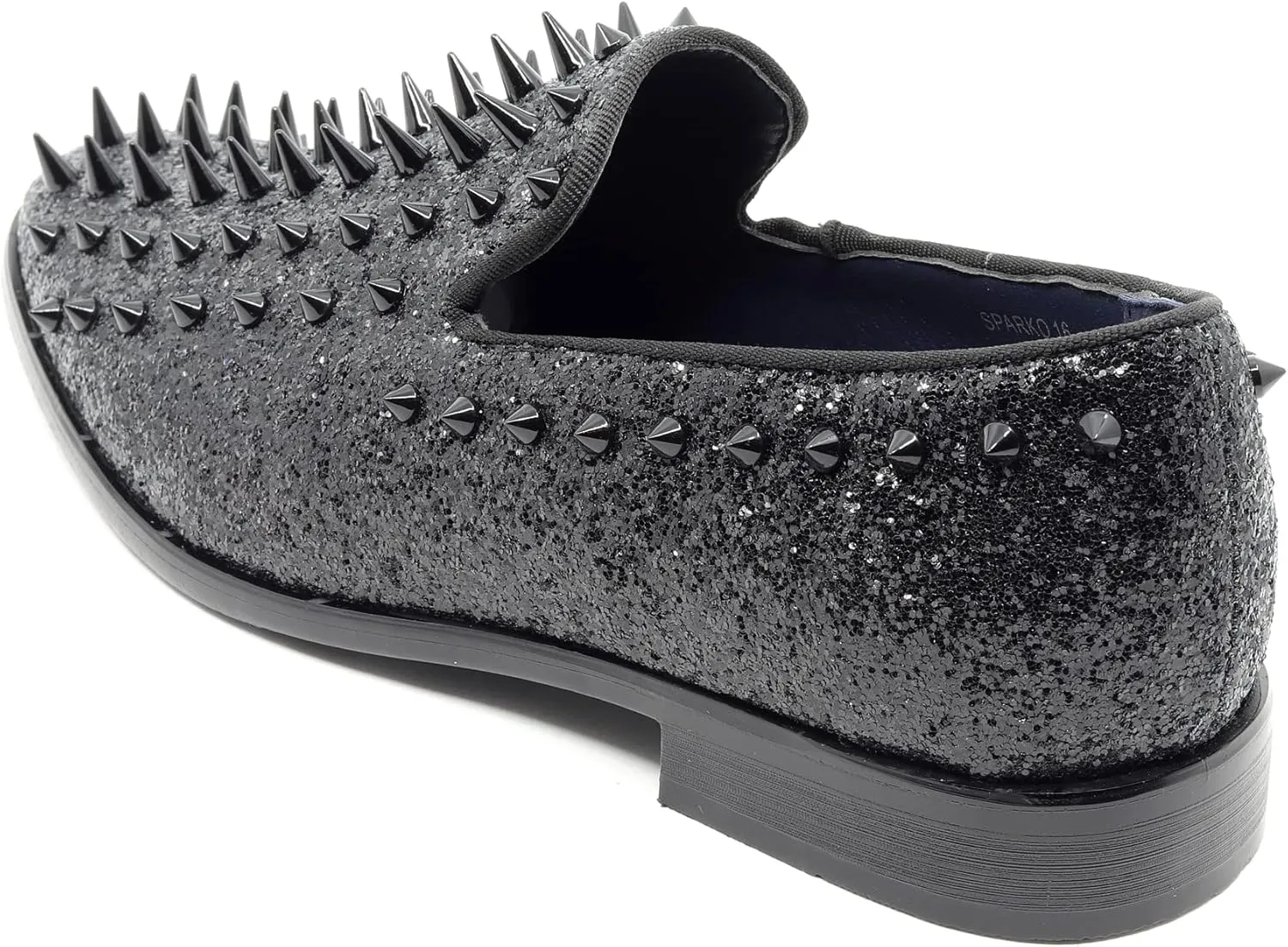 Metrocharm Men's Fashion Sparkly Smoking Spike Sequin Dress Tuxedo Loafers Slip On Shoes SM-16