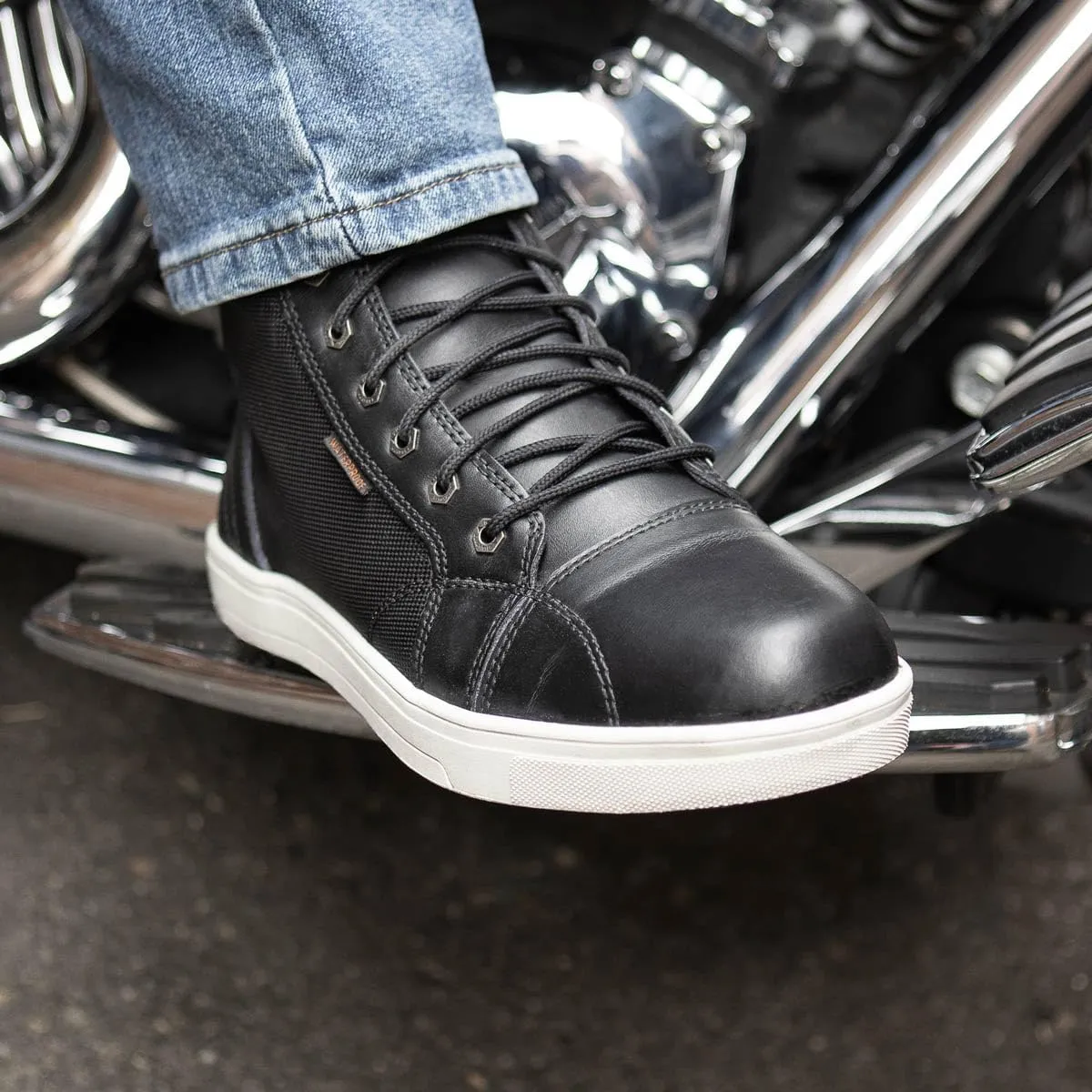 Milwaukee Leather MBM9004WP Men's Waterproof Black Leather Motorcycle Reinforced Street Riding Shoes w/Ankle Support - 14