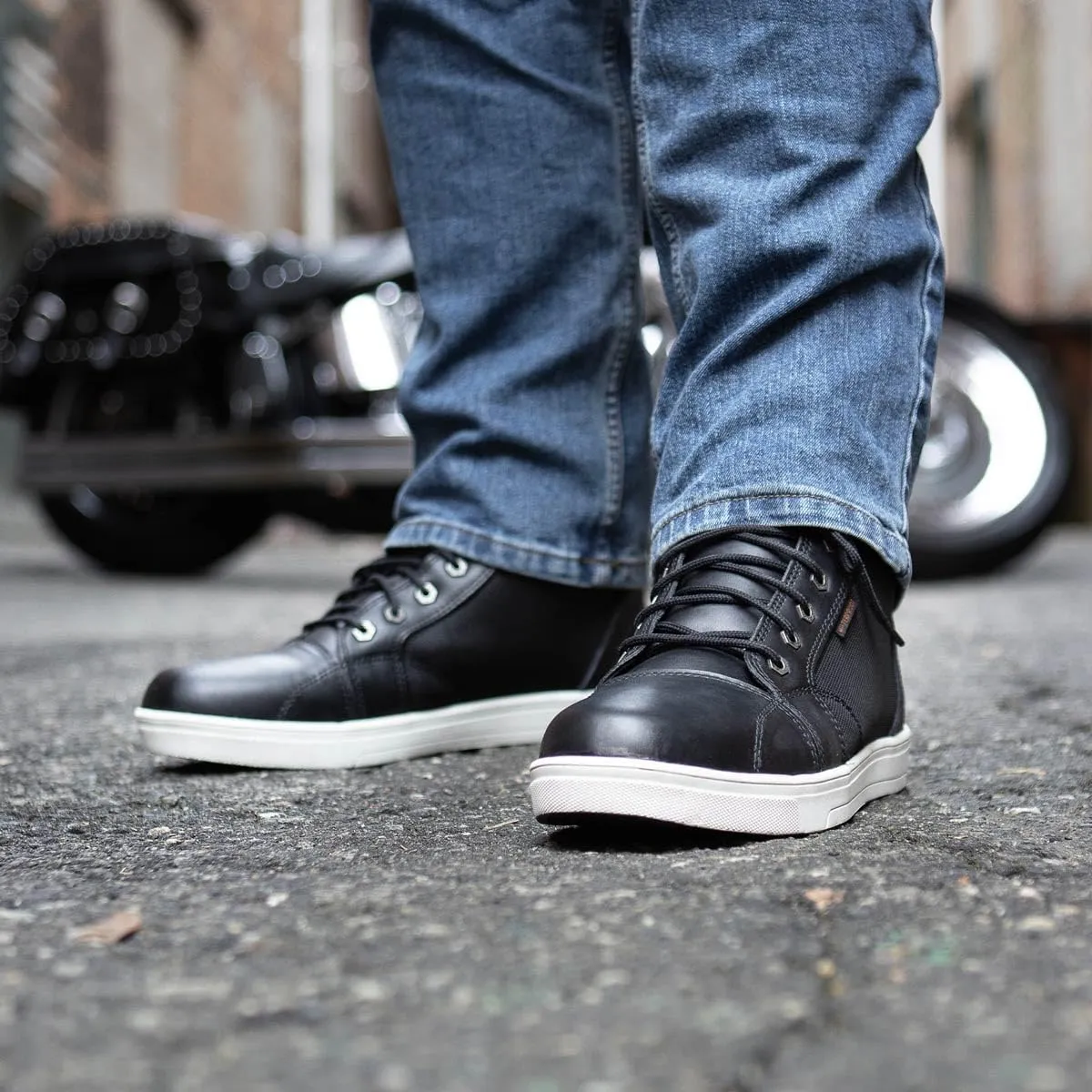 Milwaukee Leather MBM9004WP Men's Waterproof Black Leather Motorcycle Reinforced Street Riding Shoes w/Ankle Support - 14