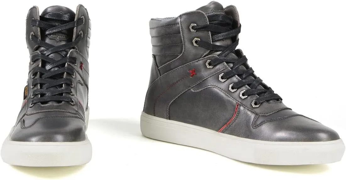 Milwaukee Leather MBM9153 Men's Vintage Grey Leather High-Top Reinforced Street Riding Waterproof Shoes - 10