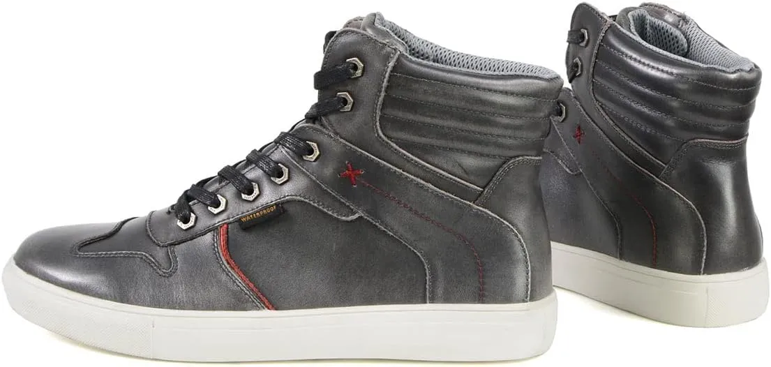 Milwaukee Leather MBM9153 Men's Vintage Grey Leather High-Top Reinforced Street Riding Waterproof Shoes - 10