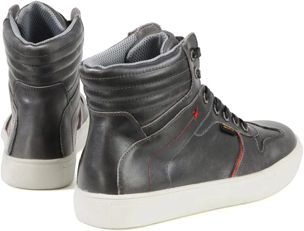 Milwaukee Leather MBM9153 Men's Vintage Grey Leather High-Top Reinforced Street Riding Waterproof Shoes - 10