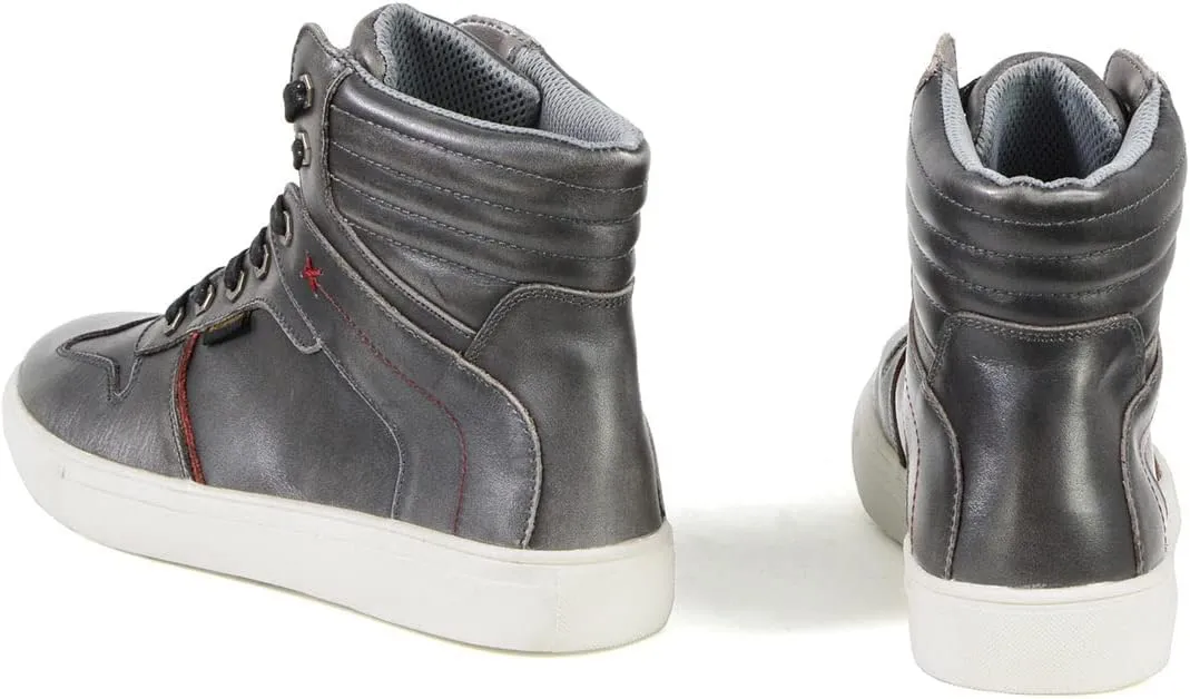 Milwaukee Leather MBM9153 Men's Vintage Grey Leather High-Top Reinforced Street Riding Waterproof Shoes - 10
