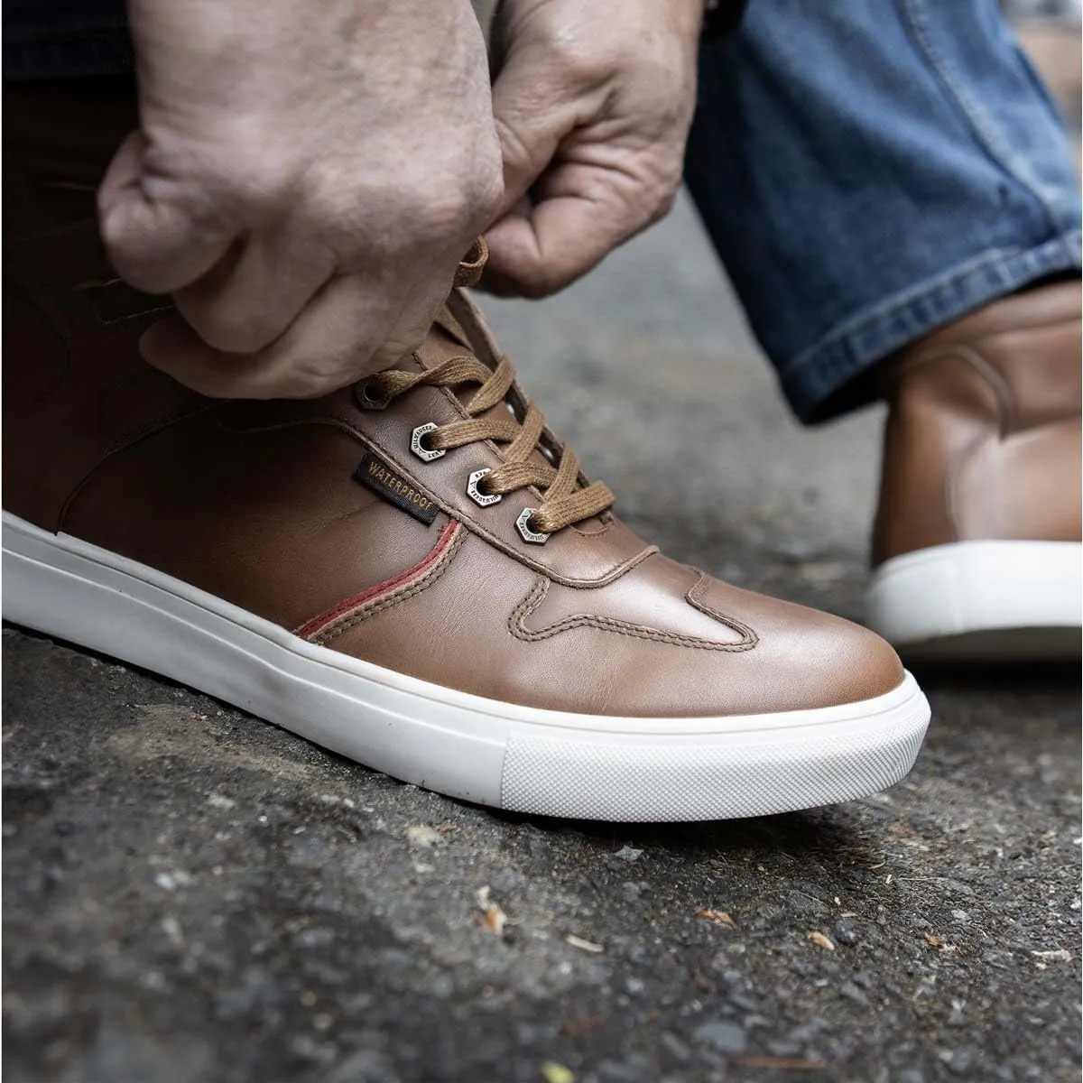 Milwaukee Leather MBM9154 Men's Cognac Leather High-Top Reinforced Street Riding Waterproof Shoes w/Ankle Support - 8