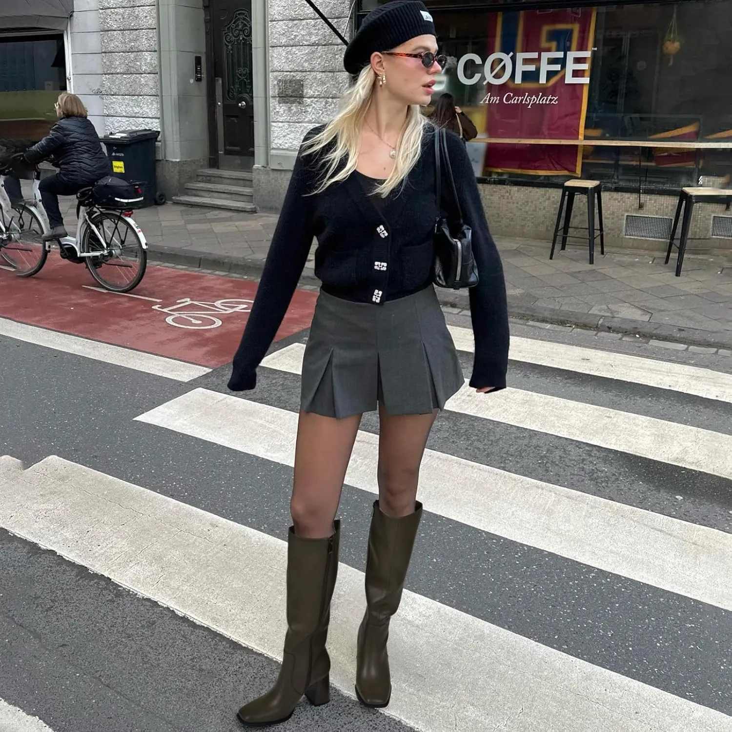 MIRAAZZURRA Knee High Boots Women Chunky Heel Square Toe Tall Boots Side Zipper Fall Winter Long Boots for Daily Party Dress Work