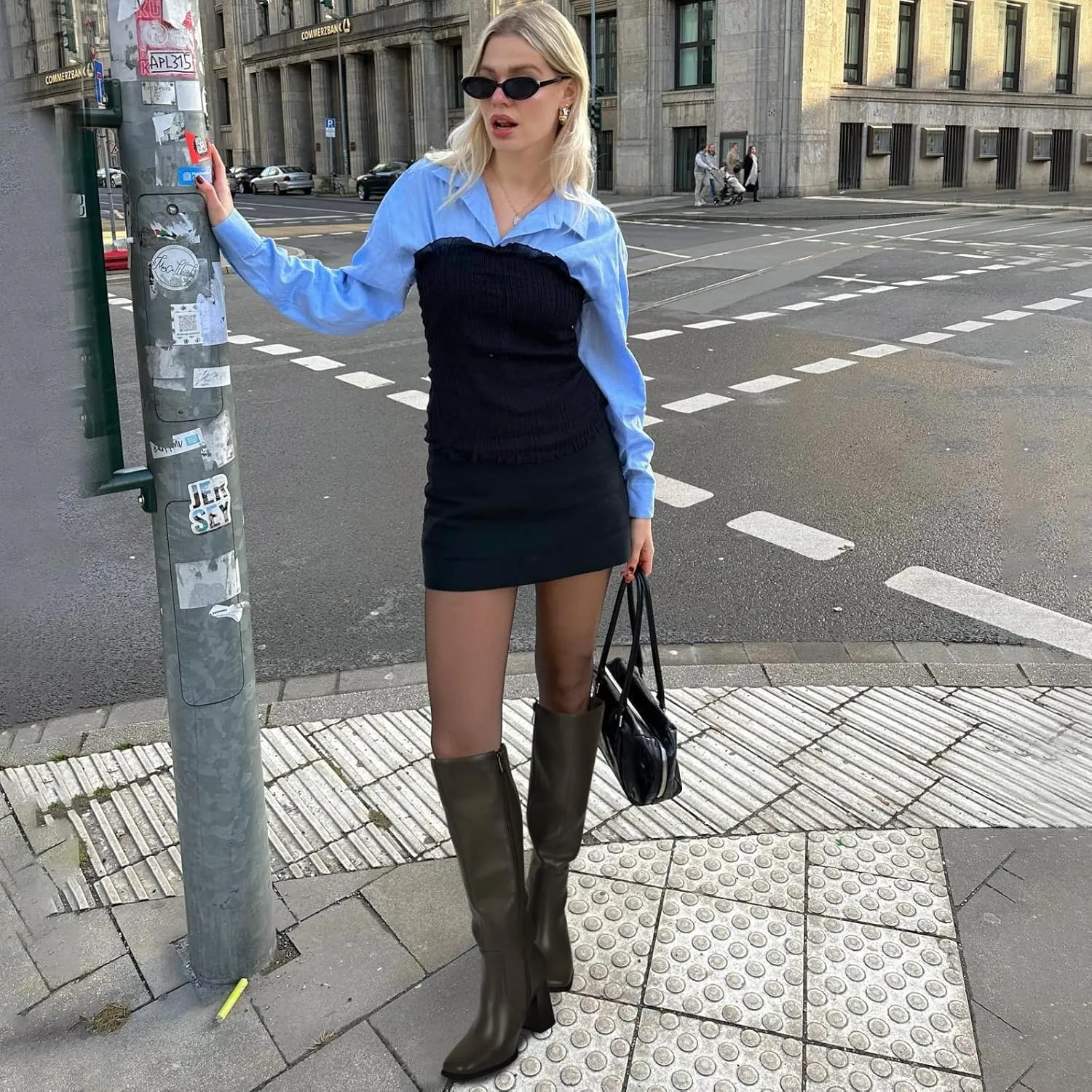 MIRAAZZURRA Knee High Boots Women Chunky Heel Square Toe Tall Boots Side Zipper Fall Winter Long Boots for Daily Party Dress Work