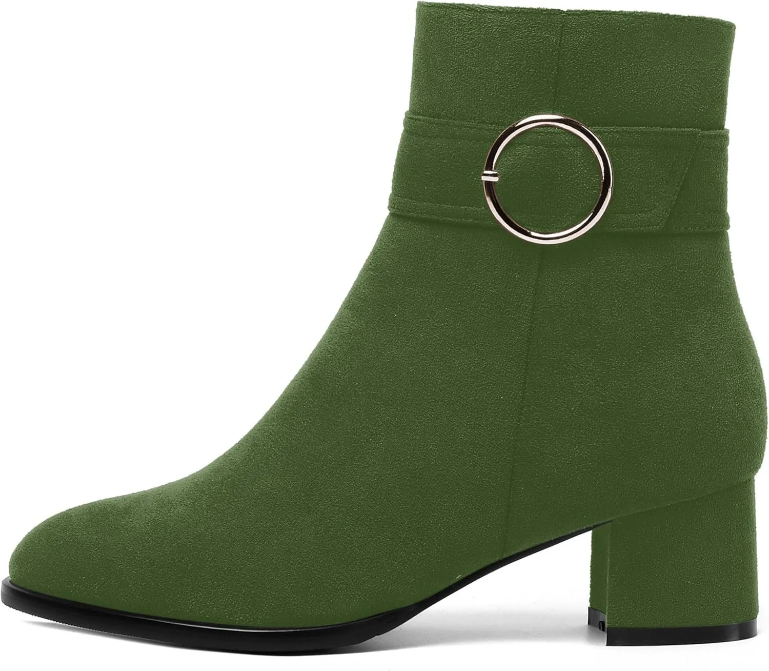 MOVINSTEPS Ankle Boots for Women Low Chunky Heel Wide Width Suede Short Booties Comfortable Casual Business Fashion Dressy Fall Winter Boots 2 Inch