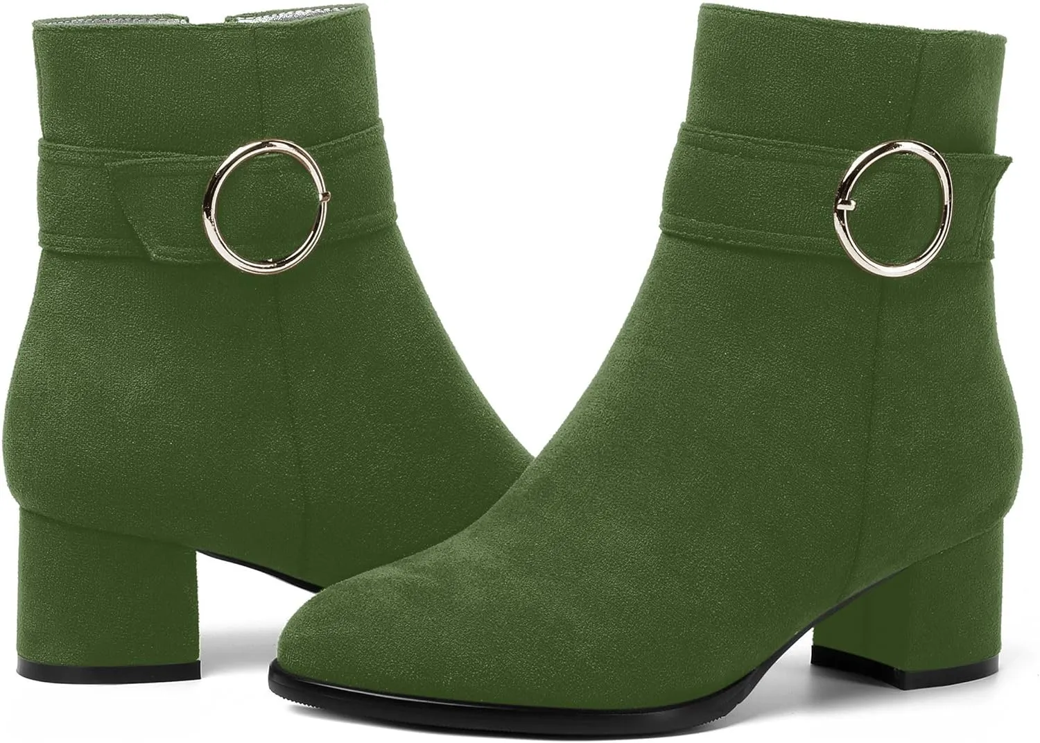MOVINSTEPS Ankle Boots for Women Low Chunky Heel Wide Width Suede Short Booties Comfortable Casual Business Fashion Dressy Fall Winter Boots 2 Inch