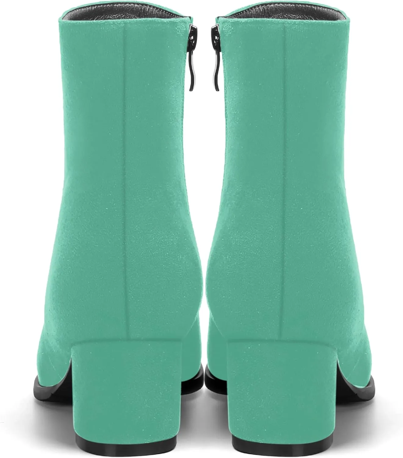 MOVINSTEPS Womens Cold Weather Block Solid Round Toe Side Zipper Suede Dating Chunky Low Heel Ankle High Boots 2 Inch