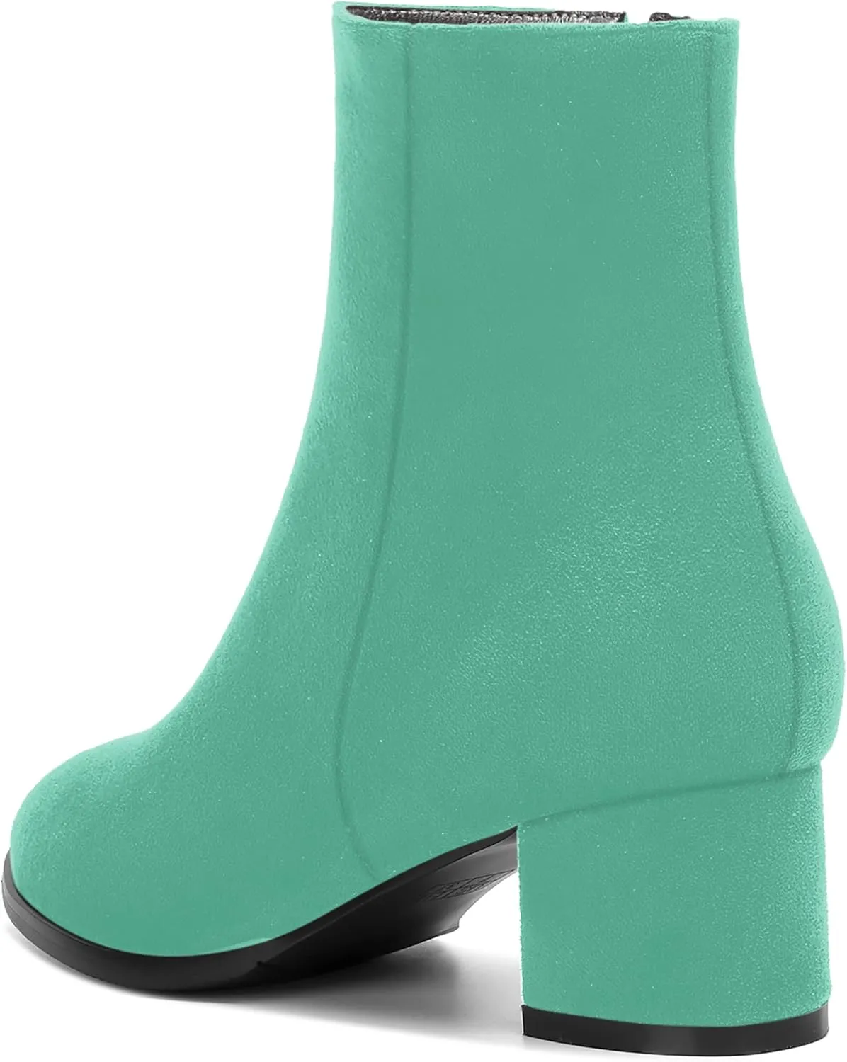 MOVINSTEPS Womens Cold Weather Block Solid Round Toe Side Zipper Suede Dating Chunky Low Heel Ankle High Boots 2 Inch