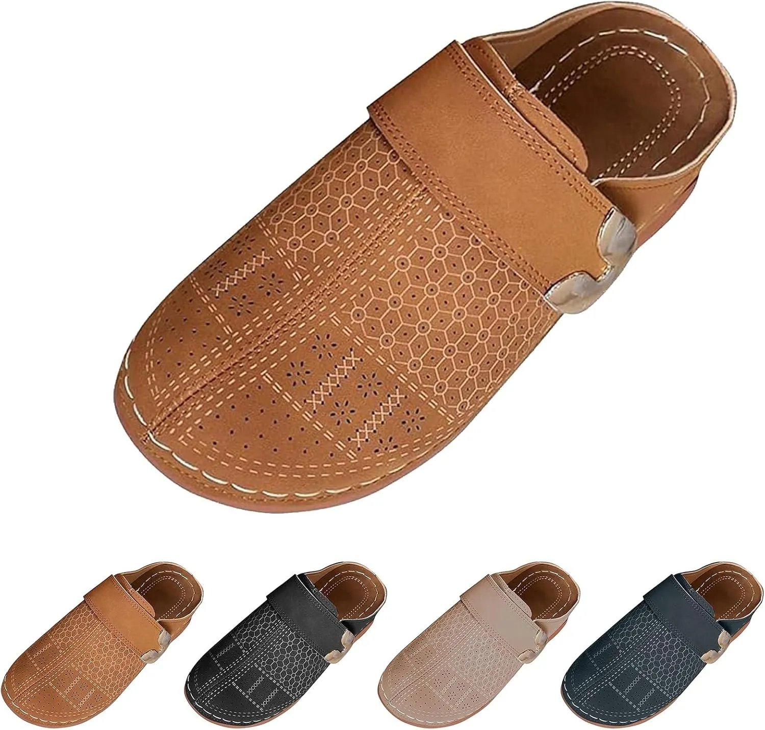 Mules for Women 2025 Fashion Arch Support Closed Toe Sandals Dressy Slip-On Orthopedic Clog Summer Comfortable Walking Wedge Clogs Breathable Hollow Out Slip On Slippers