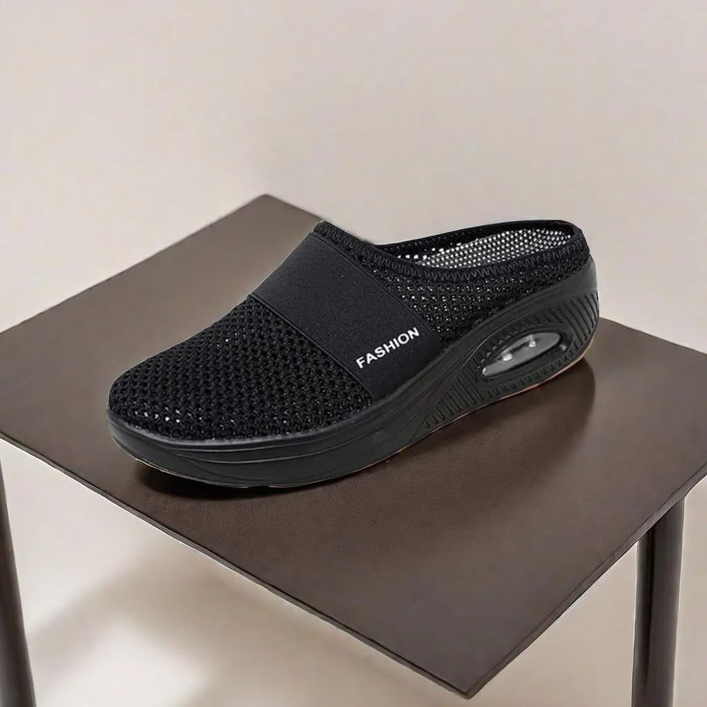 Mules for Women Summer Slip On Close Toe Platform Sandals Orthopedic Diabetic Slippers with Arch Support Breathable Mesh Hollow Out Air Cushion Comfortable Walking Shoes
