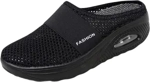 Mules for Women Summer Slip On Close Toe Platform Sandals Orthopedic Diabetic Slippers with Arch Support Breathable Mesh Hollow Out Air Cushion Comfortable Walking Shoes