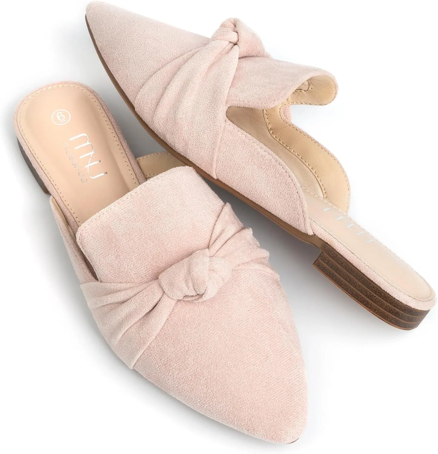 MUSSHOE Mules for Women Flats Comfortable Pointed Toe Slip on Women Mules Flats…