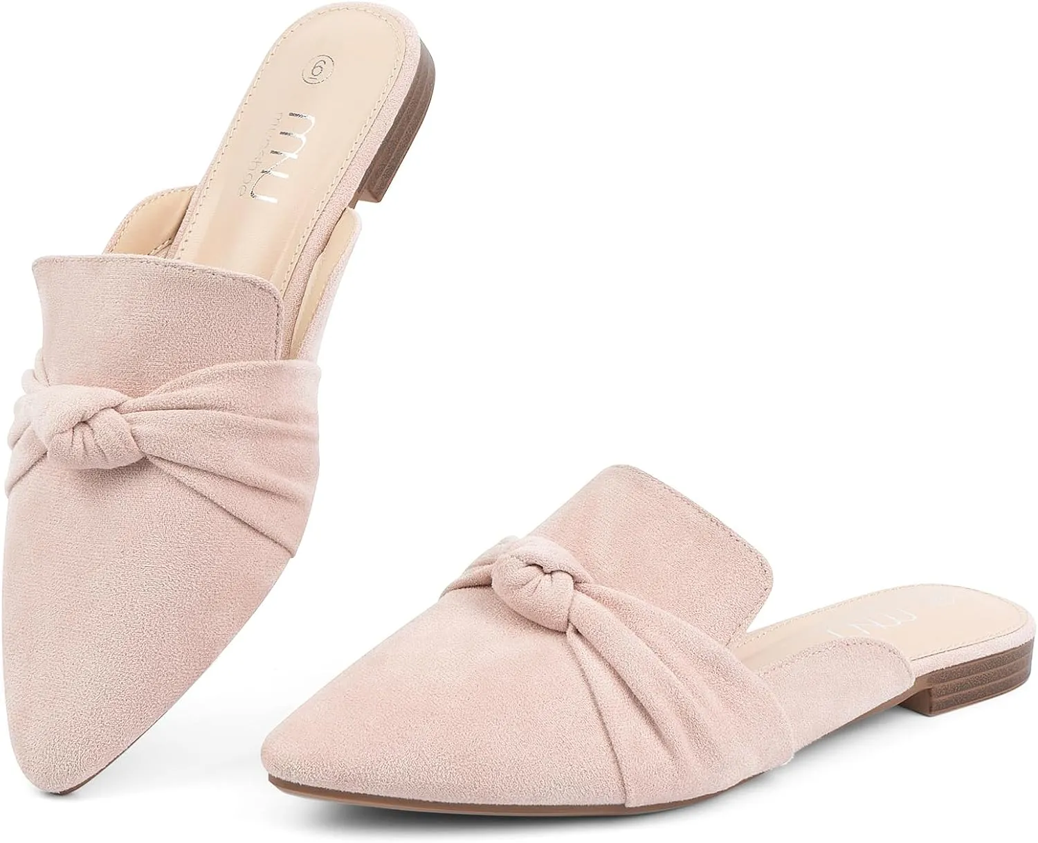 MUSSHOE Mules for Women Flats Comfortable Pointed Toe Slip on Women Mules Flats…