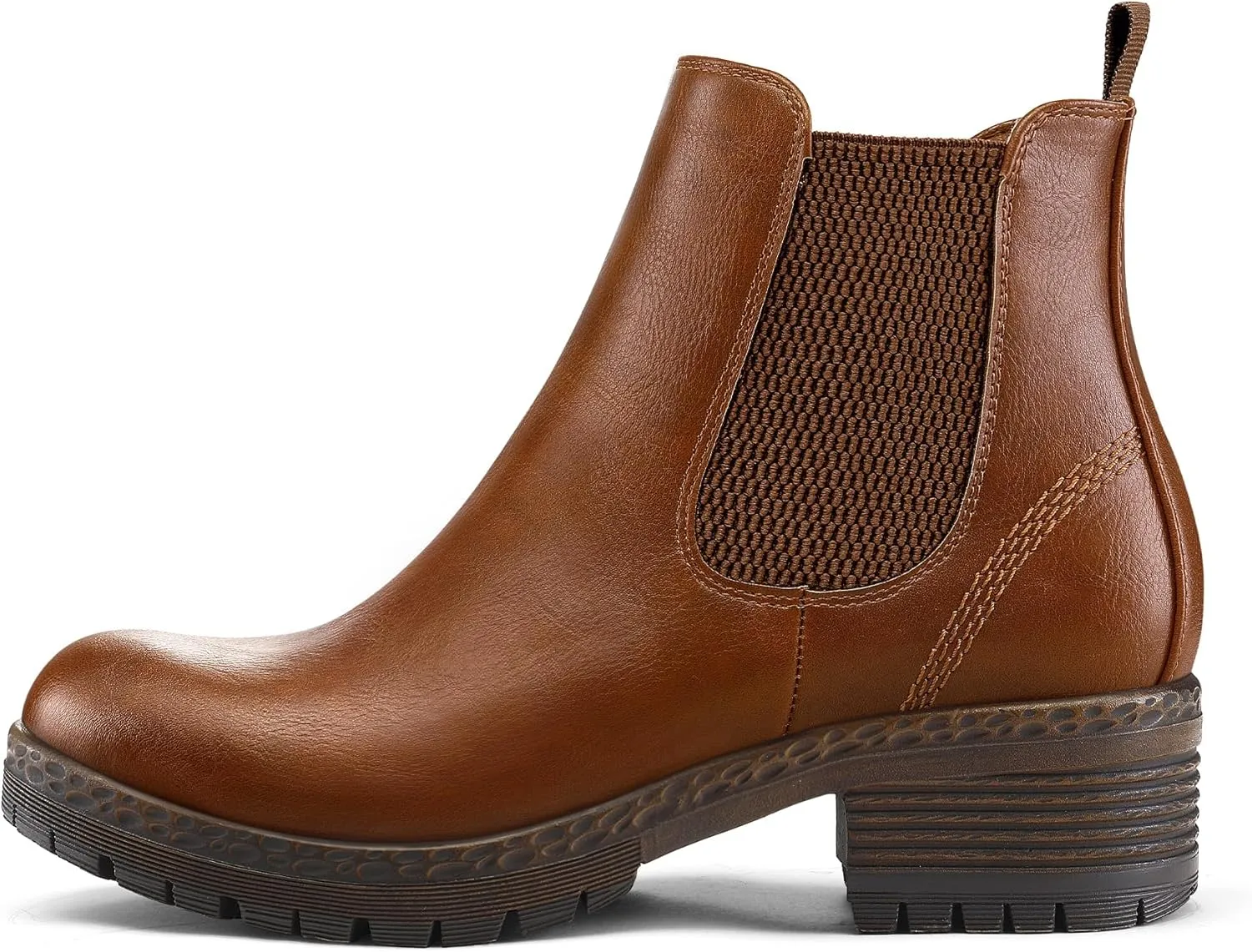 mysoft Women's Chelsea Ankle Boots Side Zipper Chunky Block Low Heel Booties Lug Sole Short Boots
