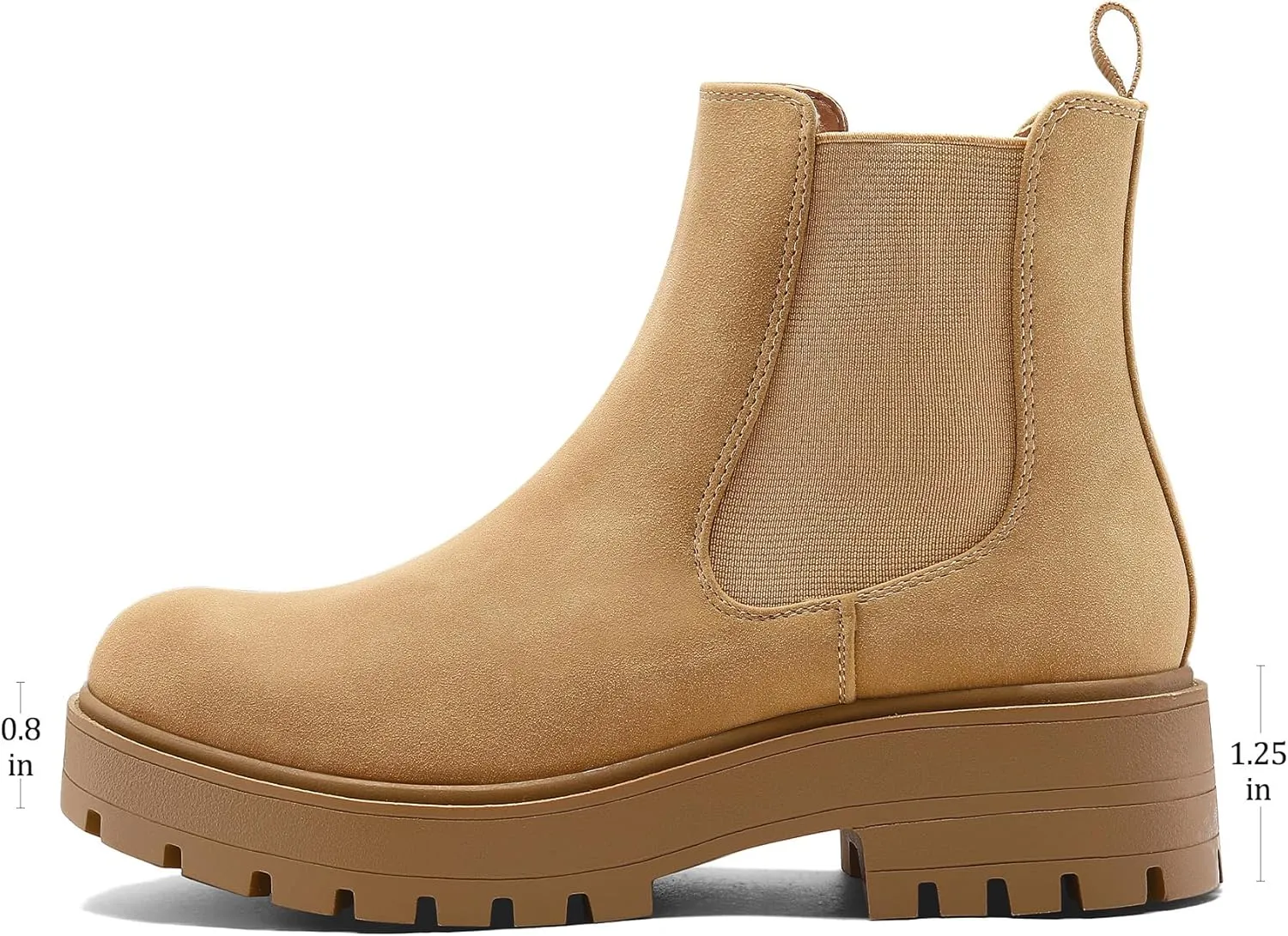 mysoft Women's Chelsea boots Low Heel Slip On Lug Sole Elastic Ankle Booties