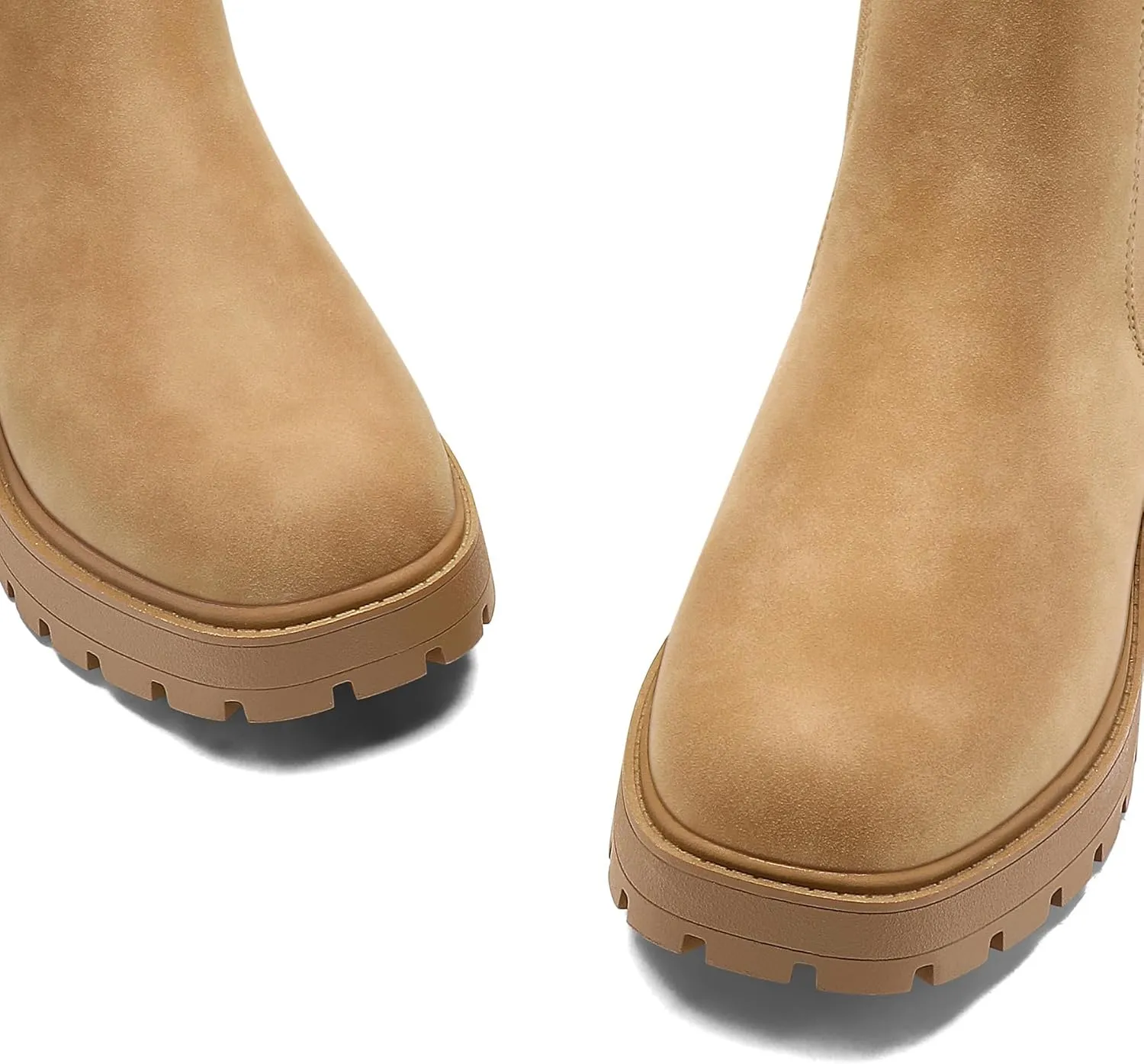 mysoft Women's Chelsea boots Low Heel Slip On Lug Sole Elastic Ankle Booties