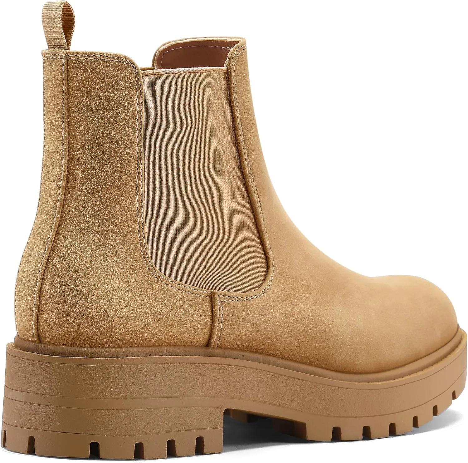 mysoft Women's Chelsea boots Low Heel Slip On Lug Sole Elastic Ankle Booties