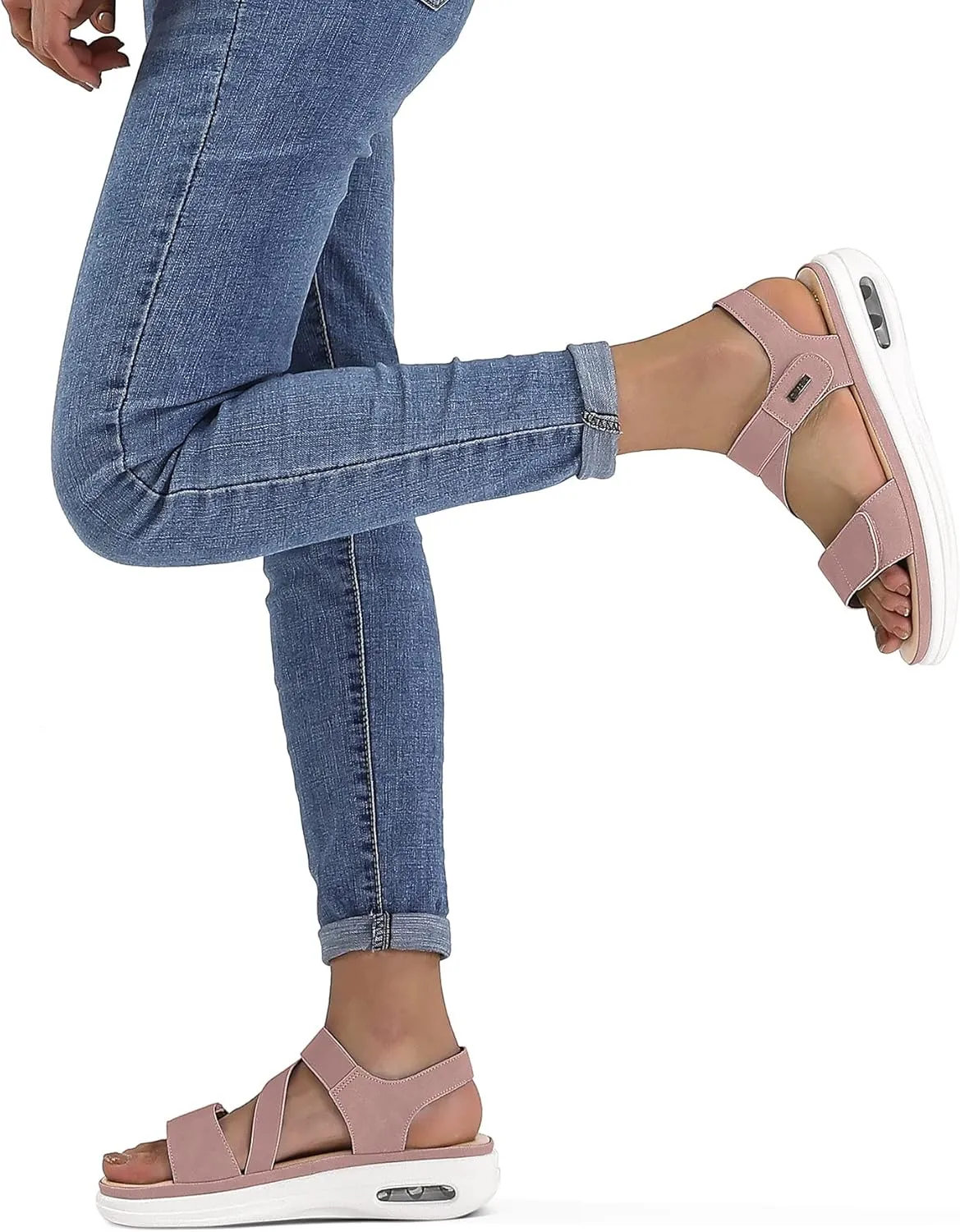 mysoft Women's Summer Walking Sandals Air Cushion Support Platform Ankle Strap Shoes Comfortable Casual Wedge Sandals