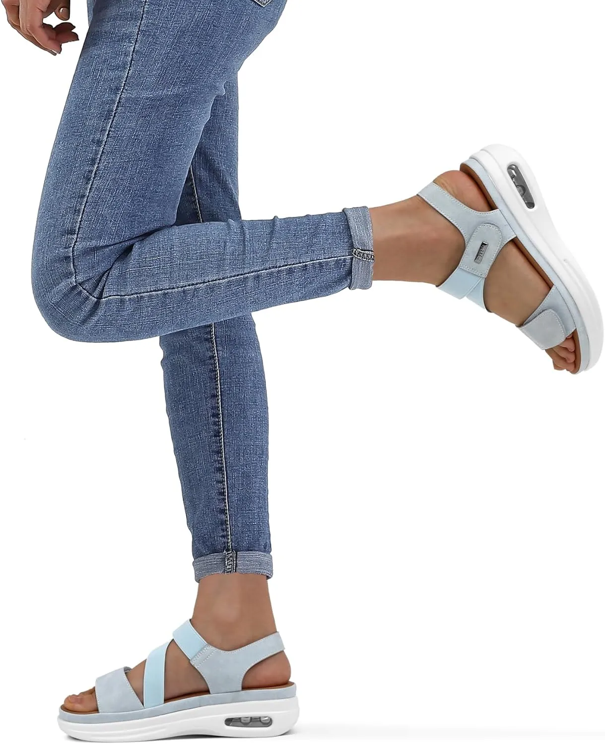 mysoft Women's Summer Walking Sandals Air Cushion Support Platform Ankle Strap Shoes Comfortable Casual Wedge Sandals