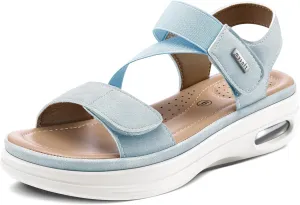 mysoft Women's Summer Walking Sandals Air Cushion Support Platform Ankle Strap Shoes Comfortable Casual Wedge Sandals