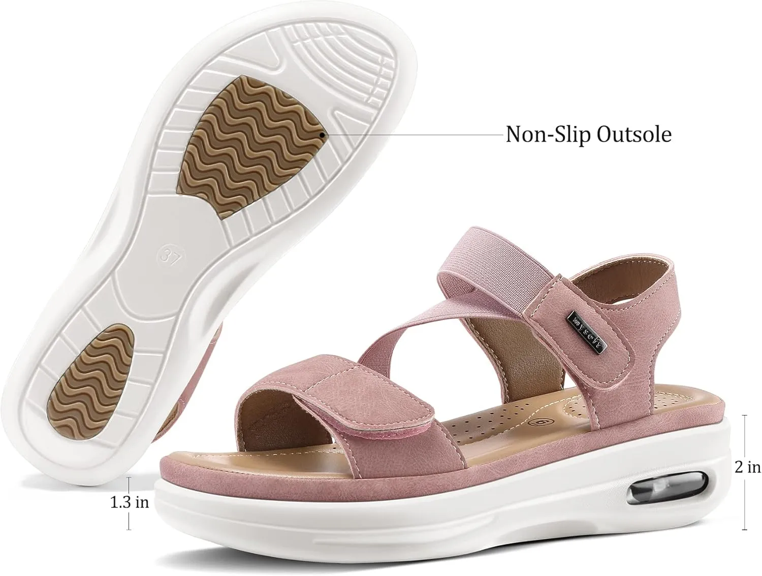 mysoft Women's Summer Walking Sandals Air Cushion Support Platform Ankle Strap Shoes Comfortable Casual Wedge Sandals