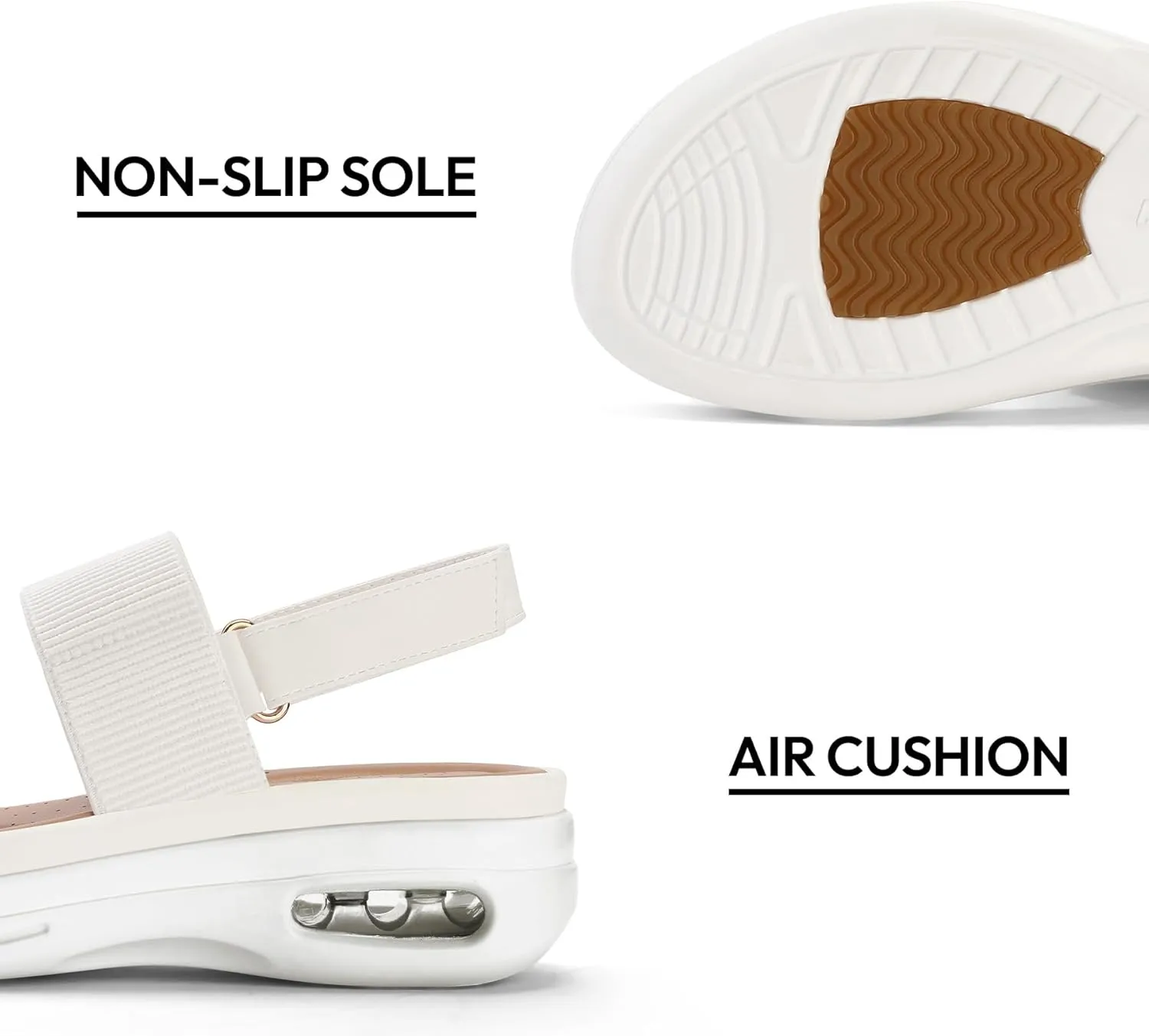 mysoft Women's Walking Sandals Comfortable Air Cushion Knit Elastic Ankle Strap Open Toe Platform Sandals Summer Shoes
