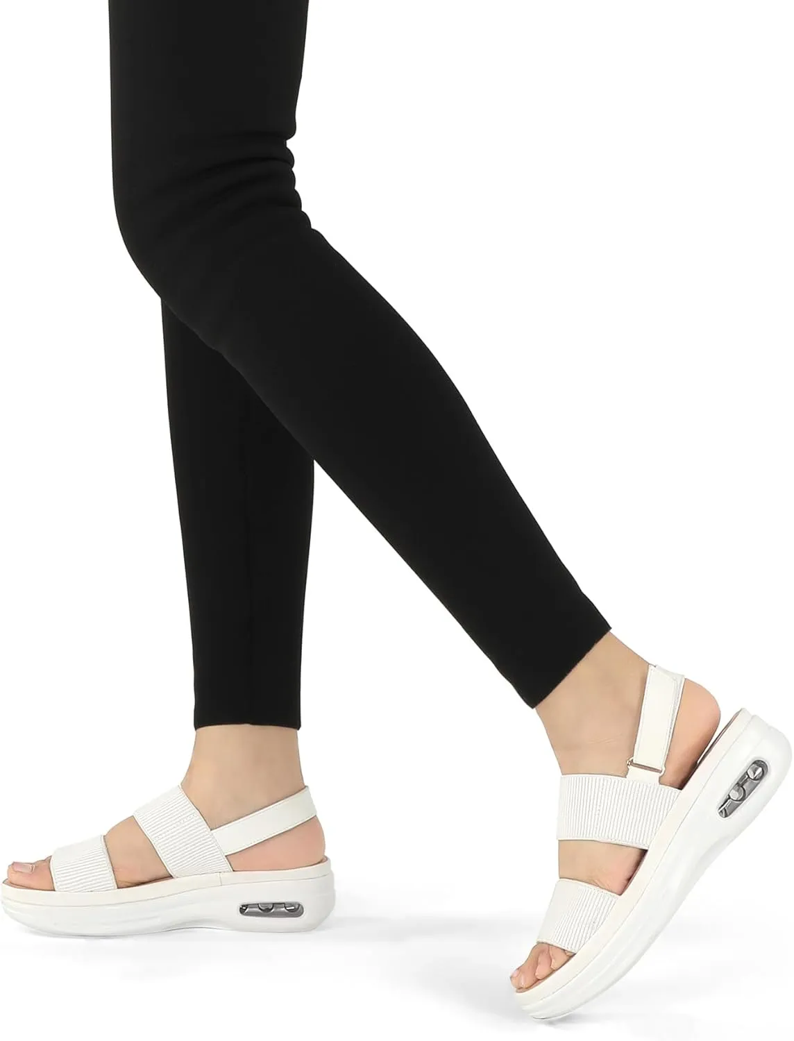 mysoft Women's Walking Sandals Comfortable Air Cushion Knit Elastic Ankle Strap Open Toe Platform Sandals Summer Shoes
