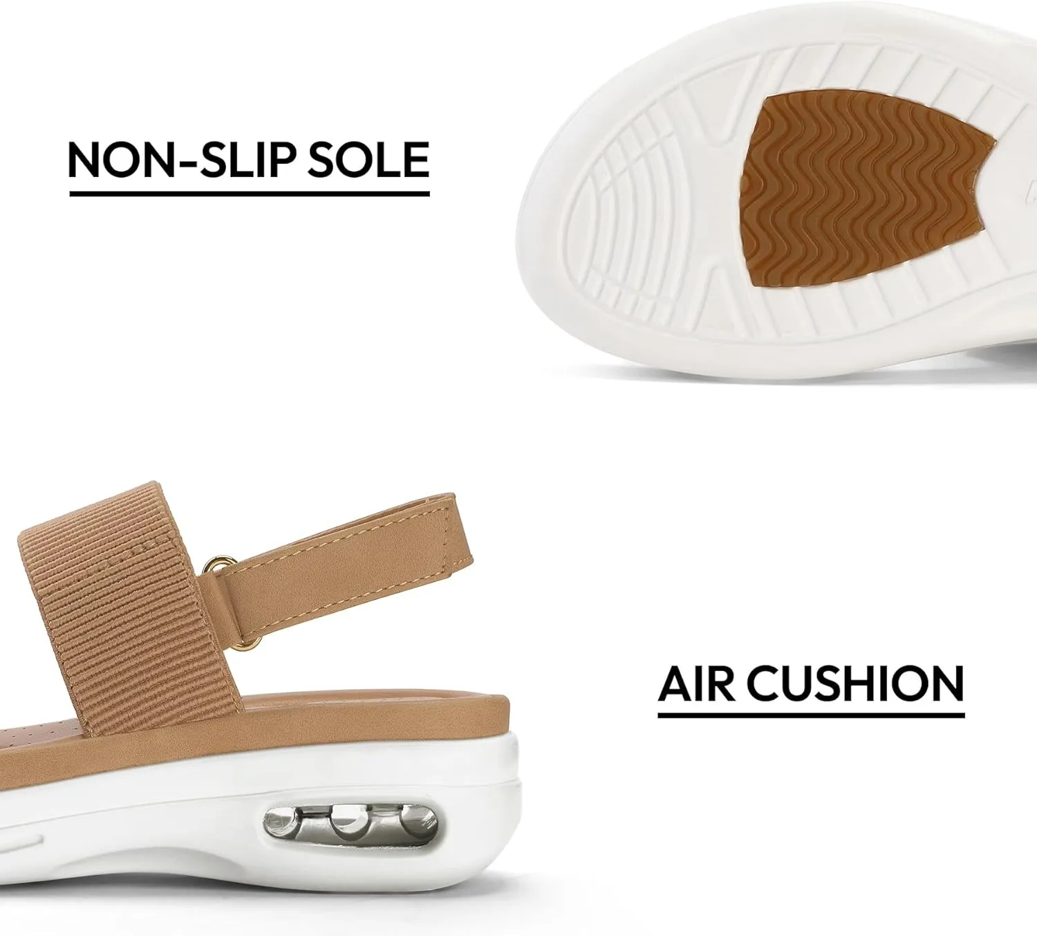 mysoft Women's Walking Sandals Comfortable Air Cushion Platform Elastic Ankle Strap Open Toe Ourdoor Summer Shoes