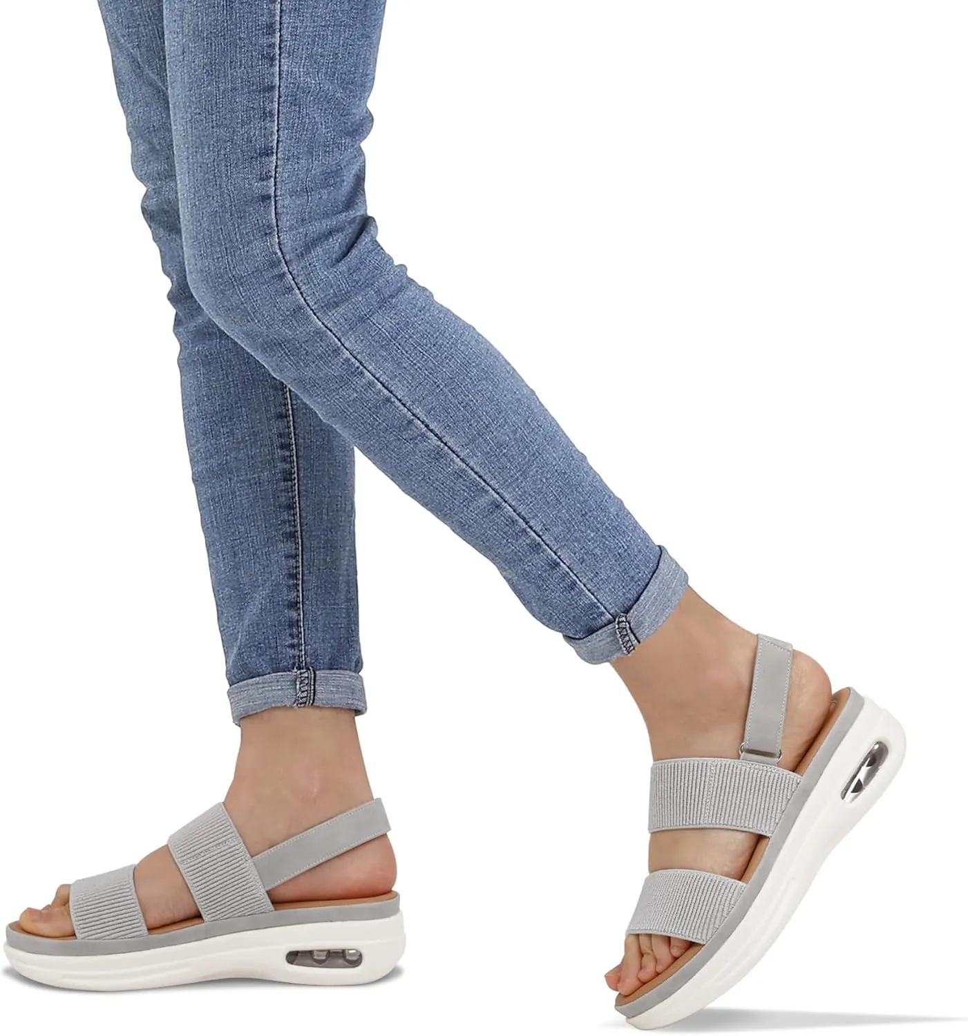 mysoft Women's Walking Sandals Comfortable Air Cushion Platform Elastic Ankle Strap Open Toe Ourdoor Summer Shoes