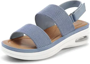 mysoft Women's Walking Sandals Comfortable Air Cushion Platform Elastic Ankle Strap Open Toe Ourdoor Summer Shoes