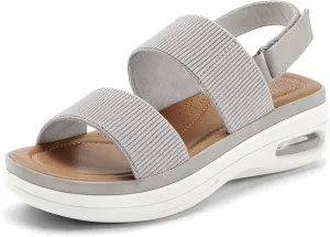 mysoft Women's Walking Sandals Comfortable Air Cushion Platform Elastic Ankle Strap Open Toe Ourdoor Summer Shoes