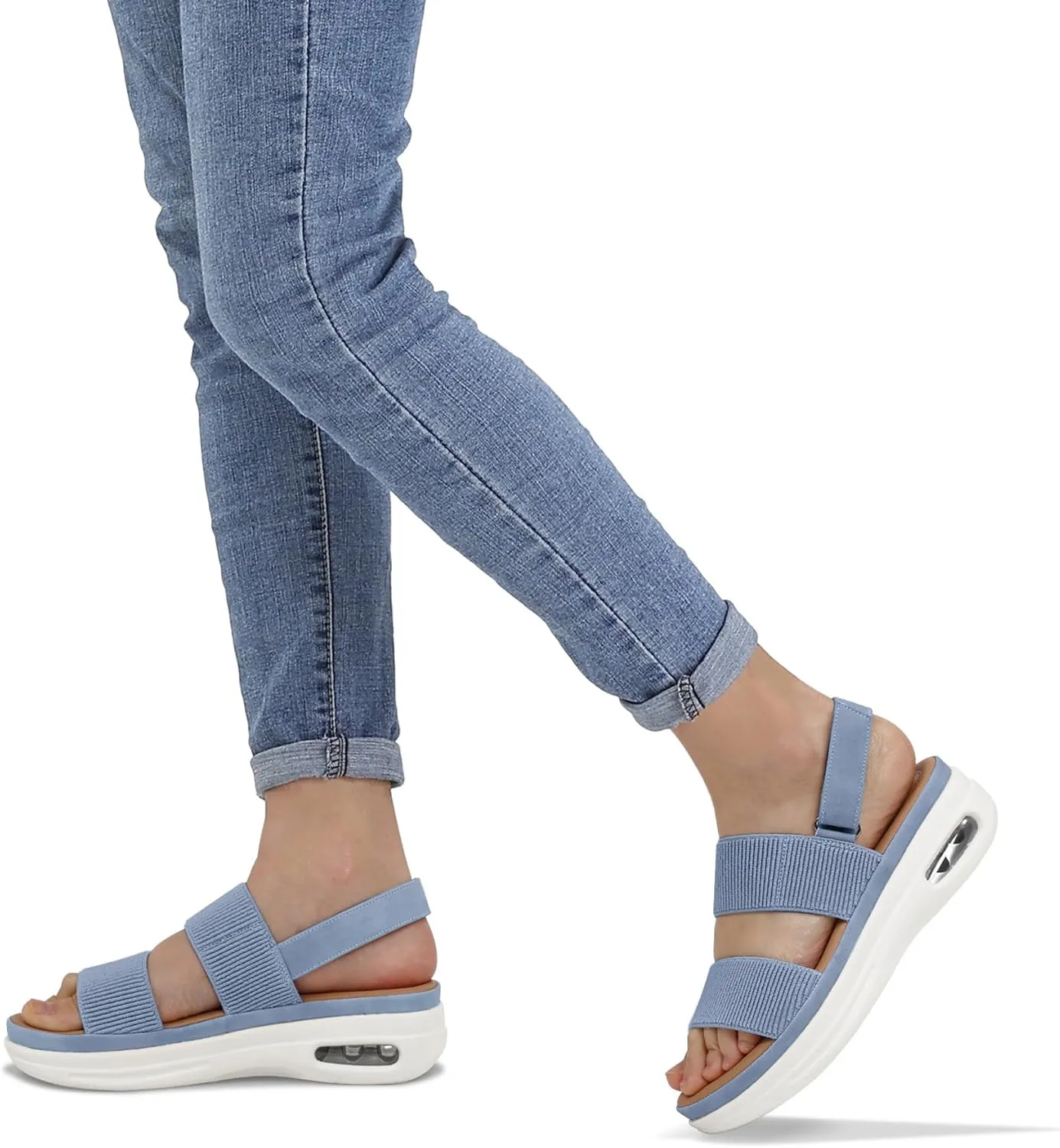 mysoft Women's Walking Sandals Comfortable Air Cushion Platform Elastic Ankle Strap Open Toe Ourdoor Summer Shoes