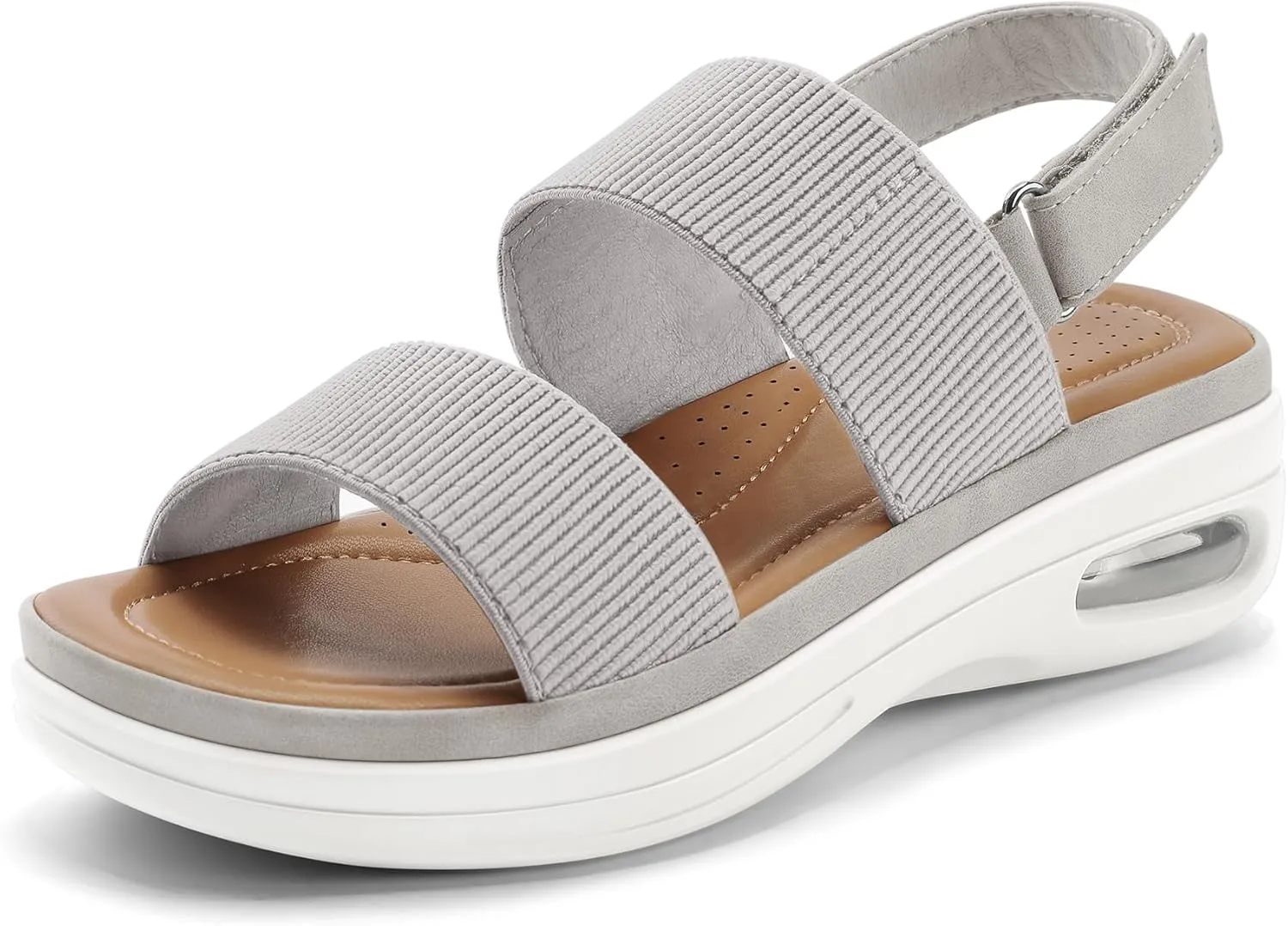 mysoft Women's Walking Sandals Comfortable Air Cushion Platform Elastic Ankle Strap Open Toe Ourdoor Summer Shoes