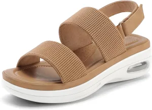 mysoft Women's Walking Sandals Comfortable Air Cushion Platform Elastic Ankle Strap Open Toe Ourdoor Summer Shoes
