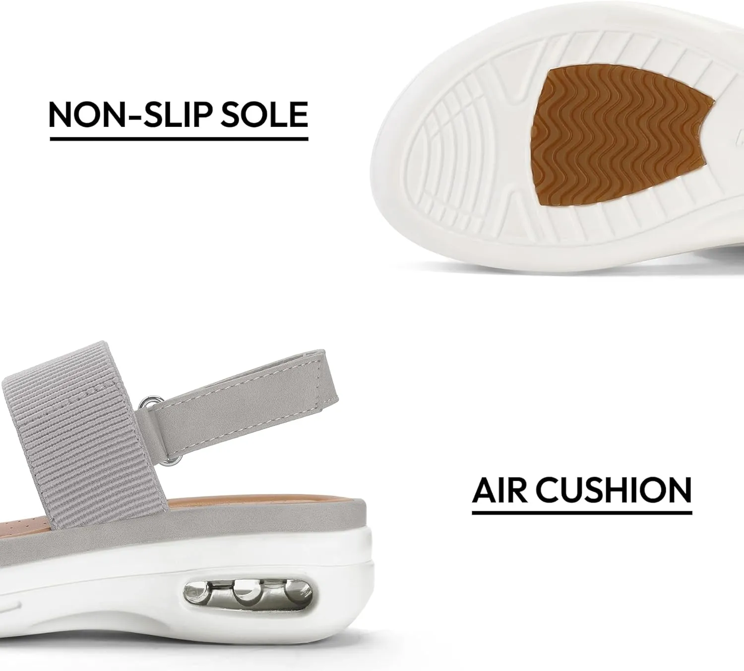 mysoft Women's Walking Sandals Comfortable Air Cushion Platform Elastic Ankle Strap Open Toe Ourdoor Summer Shoes