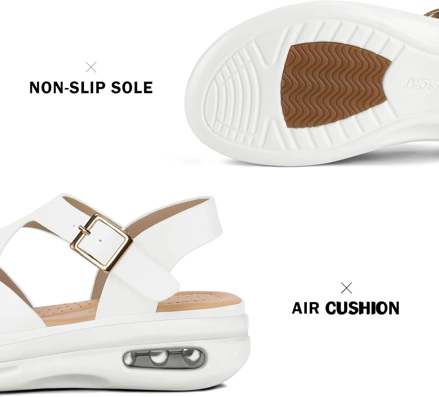 mysoft Women's Walking Sandals Comfortable Air Cushioned Support Ankle Strap Dress Sandals