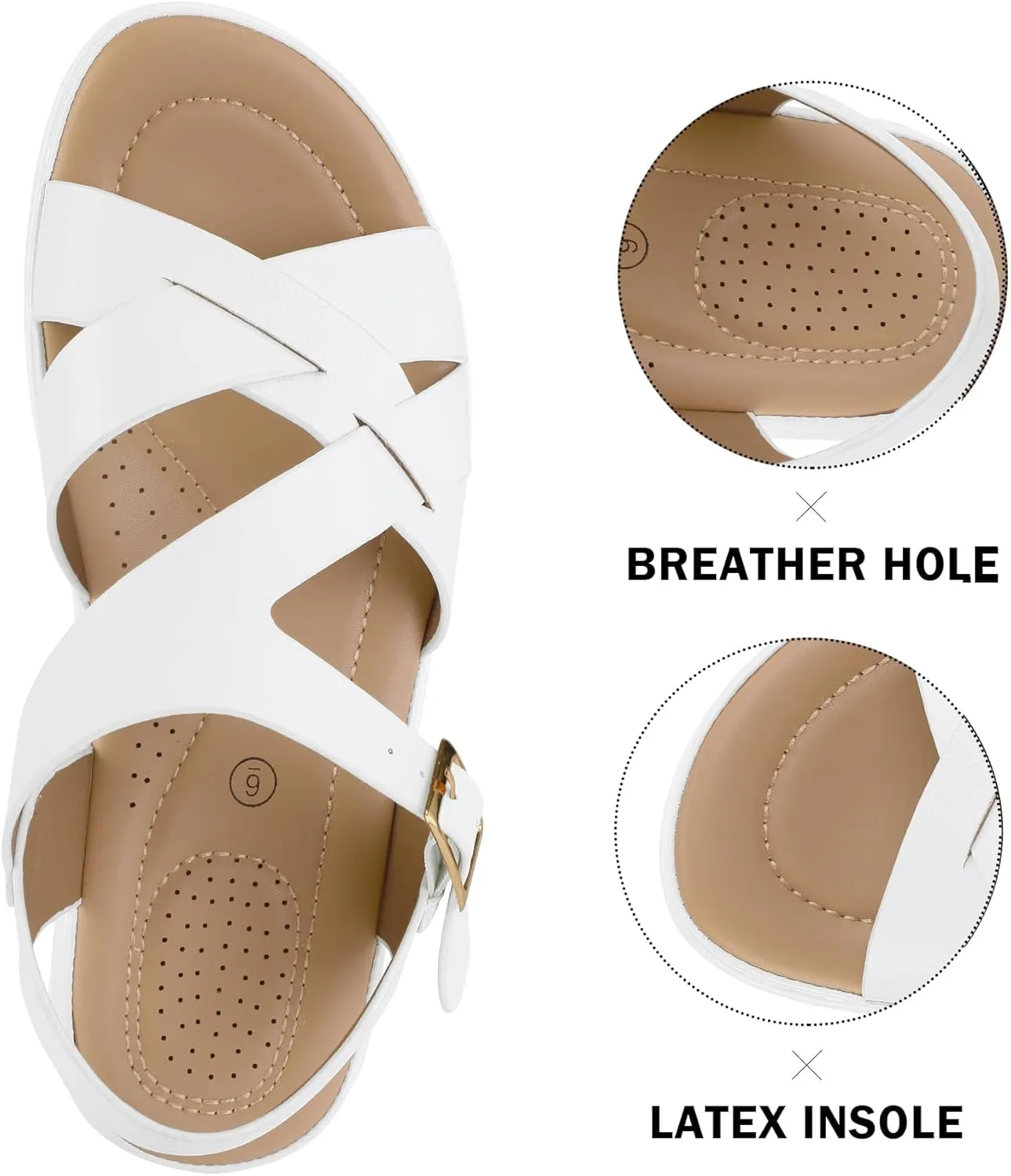 mysoft Women's Walking Sandals Comfortable Air Cushioned Support Ankle Strap Dress Sandals