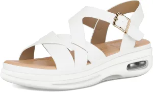 mysoft Women's Walking Sandals Comfortable Air Cushioned Support Ankle Strap Dress Sandals