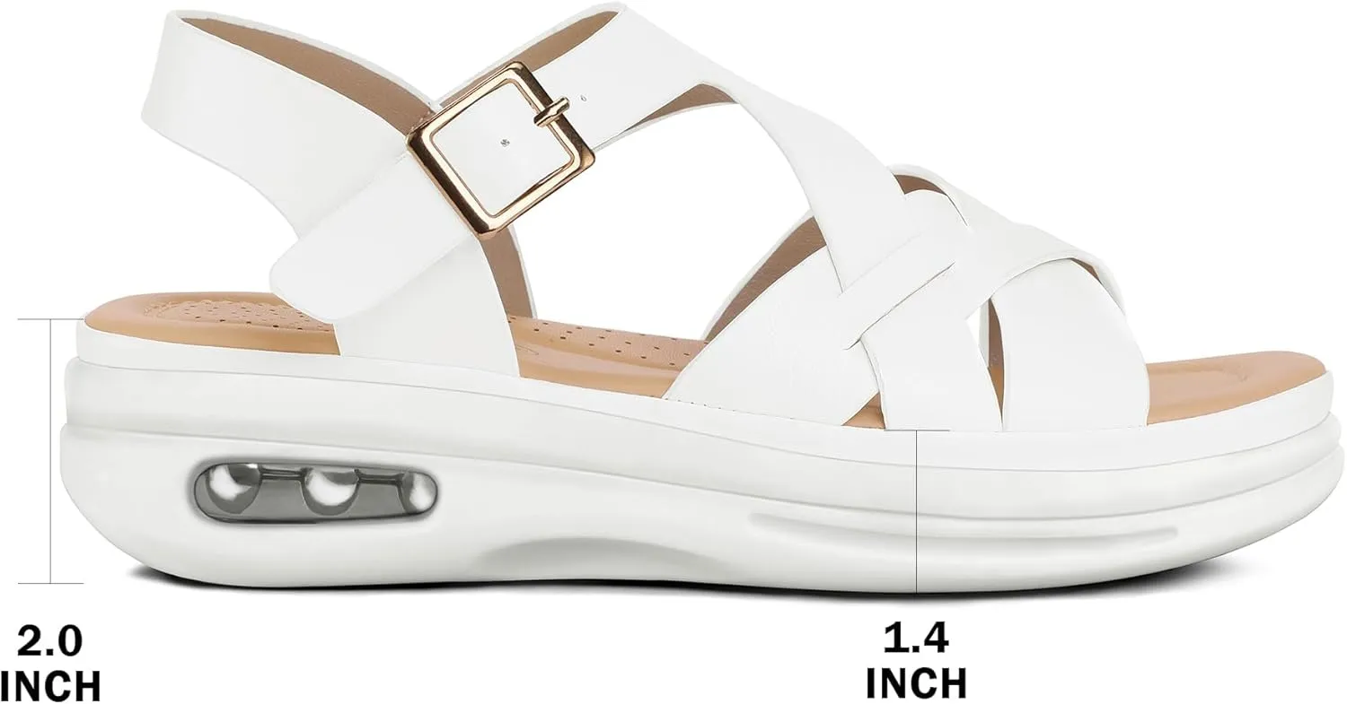 mysoft Women's Walking Sandals Comfortable Air Cushioned Support Ankle Strap Dress Sandals