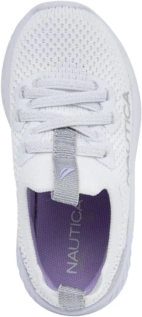 Nautica Girls Toddler Knit Slip-On Sneakers with Max Comfort Sole, Bungee Closure, Tennis Running Shoes for School and Play (Toddler/Little Kid)
